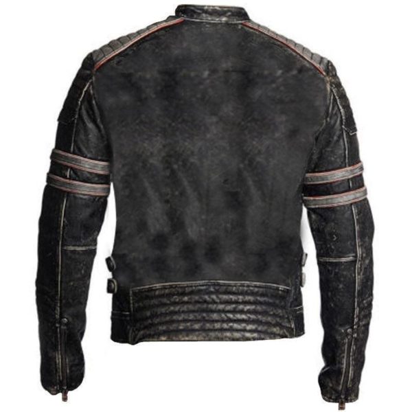 Cafe Racer Distressed Riding Leather Jacket - Image 2
