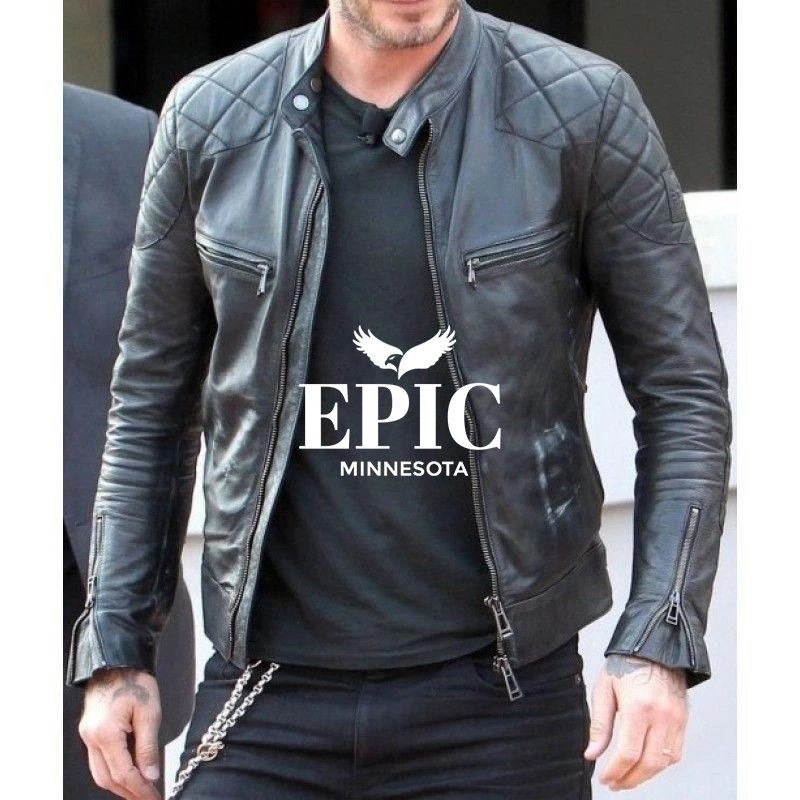 DAVID BECKHAM BLACK LEATHER JACKET - Image 2
