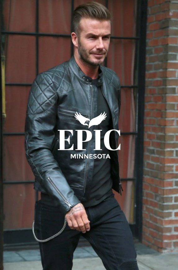 DAVID BECKHAM BLACK LEATHER JACKET
