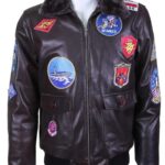 Gun Flight Bomber Jacket Jet Pilot LeatherJacket
