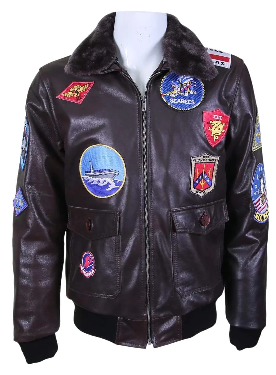 Gun Flight Bomber Jacket Jet Pilot LeatherJacket